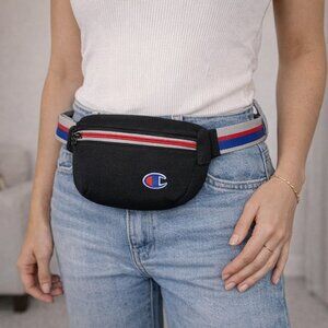 Champion Black Logo Fanny Pack Red White Blue Strap Belt Bag